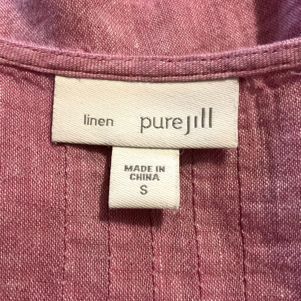 Pure Jill Pink Linen blend crew neck short sleeve top - Picture 3 of 6